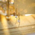 wholesale S925 Sterling Silver Gold-Plated Minimalist Freshwater Pearl Earrings Long Ear Threads Fashionable Light Luxury Women's Jewelry-0-3