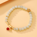 wholesale S925 Sterling Silver New Chinese Style Bamboo Pattern Peaceful Message Hetian Jade Bracelet for Women, Retro High-End Bamboo Knot Bracelet Accessory-0-0