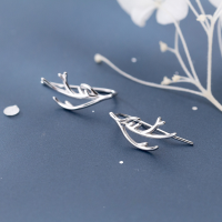 wholesale S925 sterling silver Christmas series minimalist line elegant antler ear hook reindeer earrings G2393-S925 silver pair>925 silver
