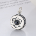 wholesale Sterling silver retro antique lotus pattern six-word mantra heart sutra three-dimensional pendant-0-1