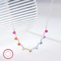 wholesale S925 silver necklace, cross-border hot-selling ultra-sparkly colored zirconia,INS-0-6