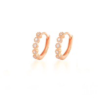 wholesale S925 Sterling Silver Circle With Zircons, Minimalist Ins Style Ear Clasp, Amazon Hot-selling Light Luxury Earrings-Rose Gold-8MM