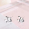 wholesale S925 Sterling Silver Maker Sweet "Deer with You" Rhinestone-Zircon Deer Antler Stud Earrings Women's Jewelry-0-2