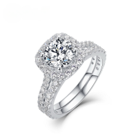 wholesale S925 Sterling Silver Cross-Border Hot-Sale European and American Style Women's Ring, Large and High-End Moissanite Set Ring, Custom Jewelry Wholesale-Moissanite (rounded pointed bottom cut 7.5*7.5MM/1.5CT) US7#