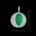 wholesale Metal: 925 Silver Gold Plated Pendant with High Carbon Diamond, Muzo Green Natural Chalcedony, New Chinese-style Necklace for Women-0-1