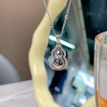 wholesale S925 Sterling Silver Maker's New Lucky Gourd Pendant Necklace for Women, Trendy National Style with Versatile Inlaid Elegant Collarbone Design-0-0
