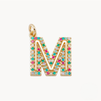 wholesale S925 Sterling Silver Luxury 26-letter Colored Zircon Initial Pendant, Cross-border Choker Necklace For Women-Gold Pendant-M