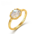 wholesale S925 Sterling Silver Gold-Plated Fashion Minimalist Natural Labradorite Ring Women Light Luxury Style High-End Feeling Jewelry Wholesale-0-0