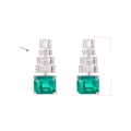wholesale S925 silver plated with 18k gold retro high-end simulated emerald 8*10mm step-cut stud earrings for women-0-5