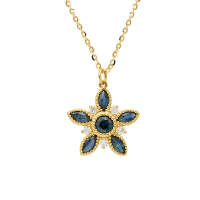 wholesale 18K Gold Artistic Vintage Floral Design High-Quality Sapphire Full-Cut Diamond Necklace Jewelry Wholesale Manufacturer-High Sapphire Necklace 18K