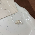 wholesale S925 Sterling Silver Small Vertical Bar Swarovski Pearl Necklace for Women, Japanese and Korean Style Light Luxury Fashion Collarbone Chain, New Trend-0-3