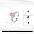 wholesale S925 Sterling Silver Ring with Teardrop Pink Zircon, Trendy Ins-Style Niche Design Jewelry-0-1