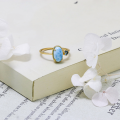 wholesale Sterling Silver Daily Wear Minimalist Luxury Egg-shaped Larimar London Blue Ring-0-2
