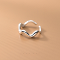 wholesale 925 Sterling Silver Wave Ring for Women, Korean Style Ins Minimalist High-end Elegant Trendy Index Finger Adjustable Ring J8544-0-0