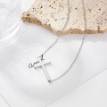 wholesale S925 Sterling Silver Cross Pendant Necklace for Women, Minimalist and Versatile Choker, Light Luxury and Unique High-End Feel-0-1