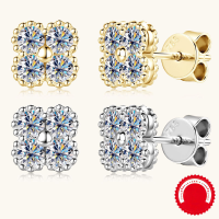 wholesale S925 Sterling Silver Four-Leaf Clover Moissanite Stud Earrings for Women, Light Luxury High-End Sensation, Wholesale-White - Bracelet  0.4 carat