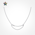 wholesale S925 Sterling Silver Laughing Mouth Design Zircon Inlaid Minimalist Luxury High-End Plain Silver Collarbone Necklace-0-0