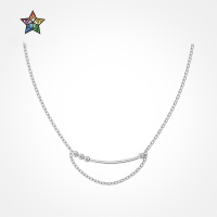 wholesale S925 Sterling Silver Laughing Mouth Design Zircon Inlaid Minimalist Luxury High-End Plain Silver Collarbone Necklace-DY190918-SG-WH 925 silver
