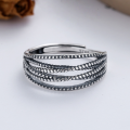 wholesale S925 Sterling Silver Harajuku Style Trendy Multi-Layer Crossed Wrapped Hollow Open Ring for Men and Women-0-1
