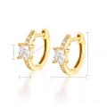 wholesale [925 Sterling Silver] Square-shaped Colored Zircon Ear Studs, Cross-Border Hot Pick, Niche High-End Ear Hoop Jewelry-0-5