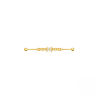 wholesale S925 Sterling Silver Industrial Piercing Chain Barbell Threaded Ear Cartilage Stud-Single gold #3