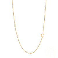 wholesale S925 Sterling Silver Zircon-studded Letter Women's Choker Necklace, Ins Minimalist 26-letter Design-Gold-C 925 silver