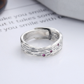 wholesale S925 Sterling Silver Retro Minimalist Irregular Pink Small Design Creative Open Ring for Women-0-1