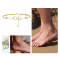 wholesale S925 Sterling Silver Double Layer Figure 8 Lucky Symbol Anklet with Adjustable 14K Gold Accent-0-2
