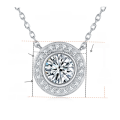 wholesale S925 silver plated with 18k gold necklace with 1 carat round bubble full moissanite pendant from moissanite manufacturer wholesale-0-5
