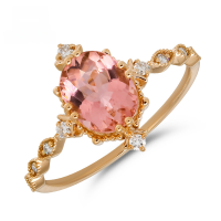 wholesale 18K Gold Artli Jewelry Light Luxury Ring, Exquisite High-End Women's Jewelry with Natural Tourmaline and Full-Cut Diamond Ring-18K Gold + Tourmaline Diamond Ring (Rose Gold)  Size 5 (US)