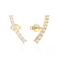 wholesale S925 Sterling Silver Ultra Sparkling Single Row Zircon Inlaid Minimalist Stud Earrings, Tiktok Viral Ins Style High-end Earrings-Gold 925 silver