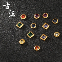 wholesale S925 antique silver gold-plated fittings inlaid with natural garnet spacer beads and sugar tower beads for DIY handmade stringing and braiding-Zircon patch blue