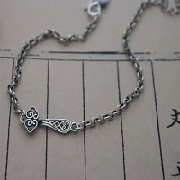 wholesale S925 Silver Auspicious Clouds Lucky Bracelet for Women, Vintage Antique Plated Silver, Stylish and Versatile Minimalist Bracelet for Women-xb1260-Old auspicious cloud bracelet