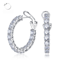 wholesale S925 Sterling Silver with 40 High Carbon Diamond New Minimalist Ear Clasp Fashion Versatile Women's Jewelry-White 925 silver