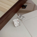wholesale S925 Sterling Silver Geometric Wave Texture Stud Earrings for Women, Korean Minimalist Style, Versatile and Understated Earrings-0-3