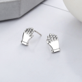 wholesale S925 Sterling Silver Cute Five-Finger Palm Ear Studs, Personalized Trend, Sweet and Edgy Street Style, Unisex Design-0-1