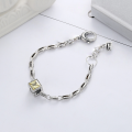 wholesale S925 Sterling Silver Korean-style Creative Large Zircon Square Sugar Color-block Hollow G Letter Trendy Bracelet-0-1