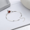 wholesale S925 Sterling Silver Retro Antique Style South Red Agate Koi Fish Lucky Bag Design Classical Elegance Bracelet for Women-0-2