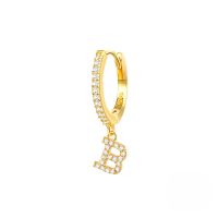 wholesale S925 Sterling Silver Single 26-letter Alphabet Ear Hoop,ins-Gold B