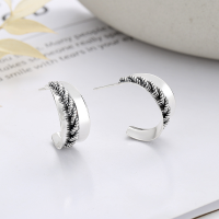 wholesale S925 Sterling Silver Retro Exaggerated Geometric Twist Braided Patchwork Stud Earrings, Street Style Fashion Statement for Trendsetters-281RM/approximately 6.4g/pair>925 silver