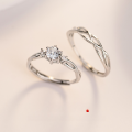 wholesale S925 sterling silver matching couple rings, inseparable, trending, romantic, diamond-inlaid, line-style, elegant gift J4141-0-0