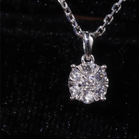 wholesale 9/10/14/18k White Gold/Rose Gold/Yellow Gold Light Luxury Chic Style Cluster Setting Lab-Grown Diamond Pendant Necklace-9k gold cultured diamond necklace