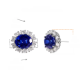 wholesale 925 Silver New Lab-Created Sapphire 10*12mm Oval Earrings with Full Diamond Halo Ear Studs-0-5
