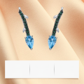 wholesale S925 silver vintage-style designer earrings with natural topaz gemstone, ear studs-0-3