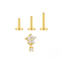 wholesale S925 Sterling Silver Geometric Zircon-studded Flat Spiral Cartilage Earring-Gold #3