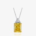 wholesale 925 Silver Pendant with 13*16 Rectangular Ice-Cut 15-Carat Pink/Yellow Gemstone Necklace 40+5cm-0-2