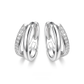 wholesale 925 Sterling Silver Earrings Double Layer Circle Hoop Earrings with Zircon Inlaid, Ins Light Luxury High-End Sense European and American Pure Silver Ear Accessories-0-0