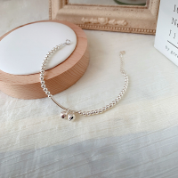 wholesale S925 Sterling Silver Round Bead Bell Minimalist Bracelet for Women, Fashionable and Simple Small Design Cute Student Jewelry-Bell Bracelet with One Step>925 Silver