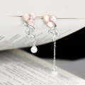 wholesale 925 Silver Summer Asymmetric Three-Leaf Flower Pearl Shell Earrings High-End Elegant Women Tassel Wholesale-0-1