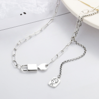 wholesale S925 Sterling Silver Minimalist Plain Love Key Lock Pendant Necklace with Tassel, Cartoon Girl Pendant, Fashionable for Daily Wear-YL138/approx. 12.6g 925 silver